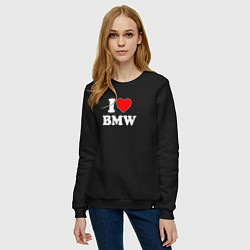 Свитшот хлопковый женский I love my BMW, цвет: черный — фото 2