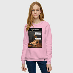 Свитшот хлопковый женский Дизайнер, цвет: светло-розовый — фото 2