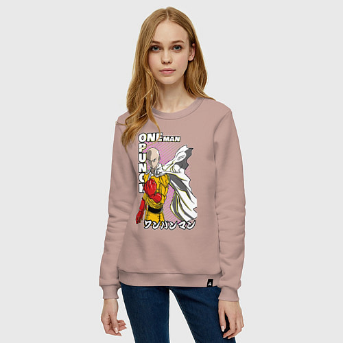 Женский свитшот One-Punch Man Ванпанч / Пыльно-розовый – фото 3