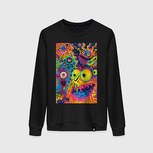 Женский свитшот Психоделические лица / Черный – фото 1