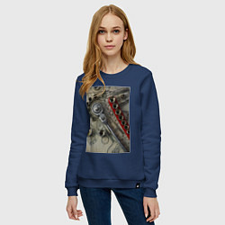 Свитшот хлопковый женский Трещотка ключ и чертеж, цвет: тёмно-синий — фото 2