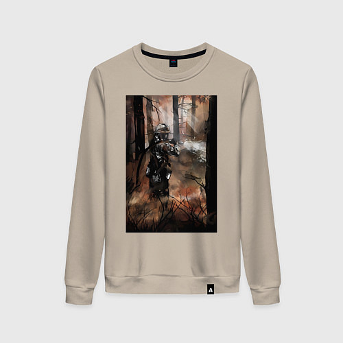 Женский свитшот Пожарный тушит лес / Миндальный – фото 1