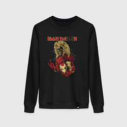 Свитшот хлопковый женский Iron Maiden rock band, цвет: черный
