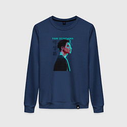 Свитшот хлопковый женский Park Seong Hwa Ateez, цвет: тёмно-синий