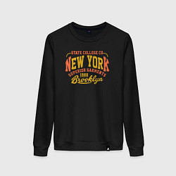 Свитшот хлопковый женский New York Brooklyn, цвет: черный