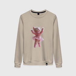 Свитшот хлопковый женский Кошечка балерина, цвет: миндальный