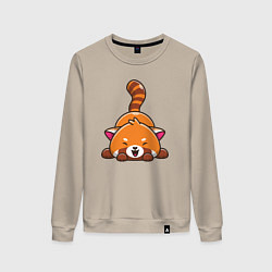 Свитшот хлопковый женский Cute red panda, цвет: миндальный