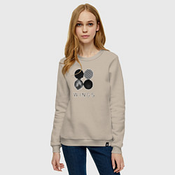 Свитшот хлопковый женский BTS Wings, цвет: миндальный — фото 2