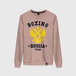 Свитшот хлопковый женский Boxing Russia Team, цвет: пыльно-розовый