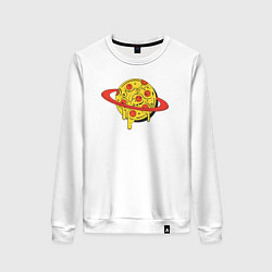 Свитшот хлопковый женский Пицца Сатурн, цвет: белый