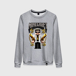 Женский свитшот Стив из Майнкрафт с золотыми пистолетами
