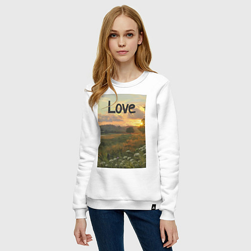 Женский свитшот Love поле солнечный луг / Белый – фото 3