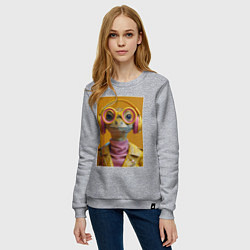 Свитшот хлопковый женский Змея-меломан, цвет: меланж — фото 2
