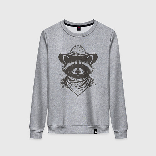 Женский свитшот Енот ковбой / Меланж – фото 1