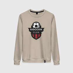 Свитшот хлопковый женский Соккер клуб, цвет: миндальный
