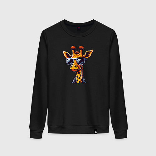 Женский свитшот Жираф в солнцезащитных очках / Черный – фото 1
