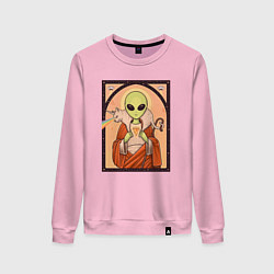 Свитшот хлопковый женский Пришелец и кот-единорог, цвет: светло-розовый