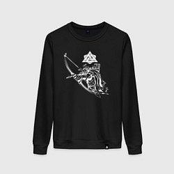 Свитшот хлопковый женский Воин язычник, цвет: черный