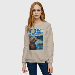 Свитшот хлопковый женский Бобр курва польский, цвет: миндальный — фото 2