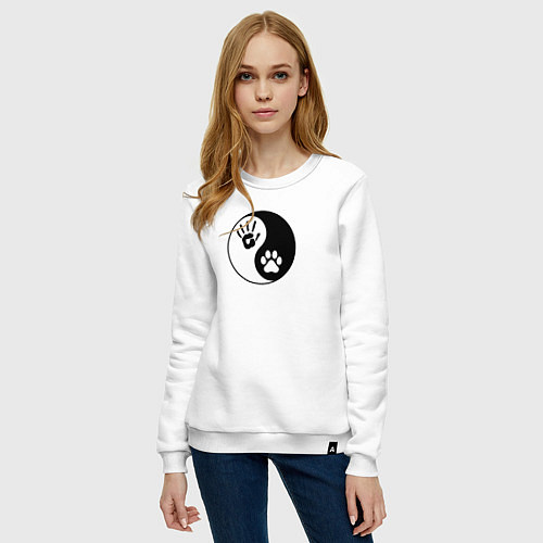 Женский свитшот Инь ян символ квадробика / Белый – фото 3