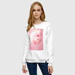 Свитшот хлопковый женский Череп сахарная вата, цвет: белый — фото 2