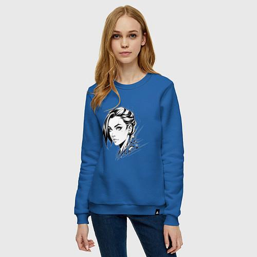 Женский свитшот Девушка эмо / Синий – фото 3