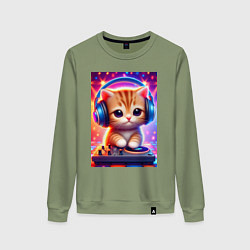 Женский свитшот Cutie kitten DJ - neon glow