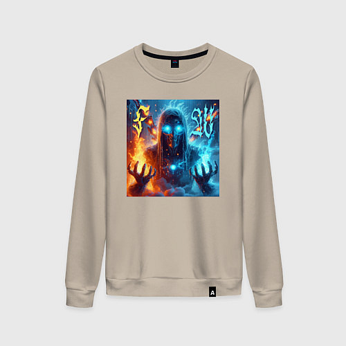 Женский свитшот Fire and water - neon glow / Миндальный – фото 1