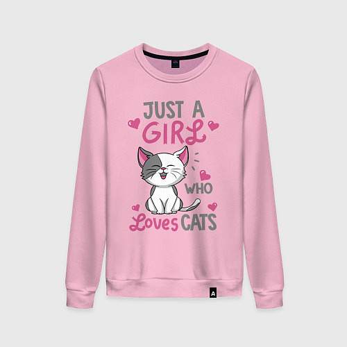 Женский свитшот Just a girl who loves cats / Светло-розовый – фото 1