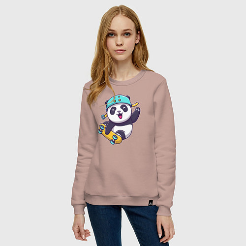 Женский свитшот Skater panda / Пыльно-розовый – фото 3