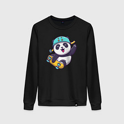 Свитшот хлопковый женский Skater panda, цвет: черный