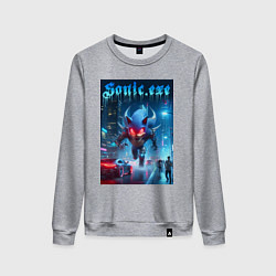 Свитшот хлопковый женский Ёжик монстр в ночном мегаполисе - неоновое свечени, цвет: меланж