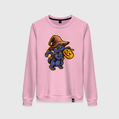 Женский свитшот Кошка ведьмочка / Светло-розовый – фото 1