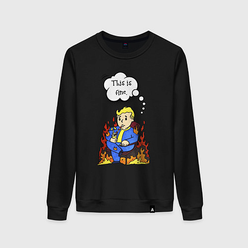Женский свитшот Vault boy in the fire / Черный – фото 1