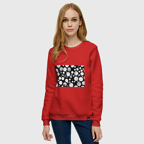 Женский свитшот Круги на темном фоне / Красный – фото 3