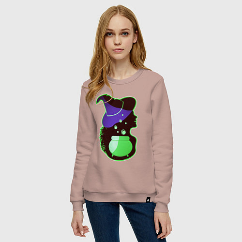 Женский свитшот Девушка ведьма и котел с зельем / Пыльно-розовый – фото 3