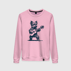 Женский свитшот Йоркширский терьер играет на гитаре