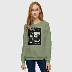 Свитшот хлопковый женский Леди Гага постер, цвет: авокадо — фото 2