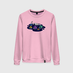 Свитшот хлопковый женский Космическое плавание, цвет: светло-розовый