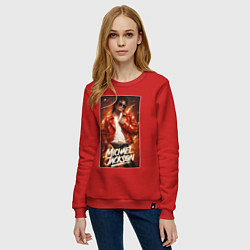 Свитшот хлопковый женский Michael Jackson in the red jacket, цвет: красный — фото 2