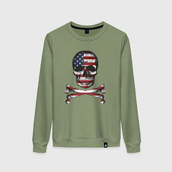 Свитшот хлопковый женский Skull USA, цвет: авокадо
