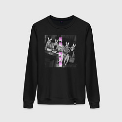 Свитшот хлопковый женский G I-dle участницы с масками кроликов, цвет: черный