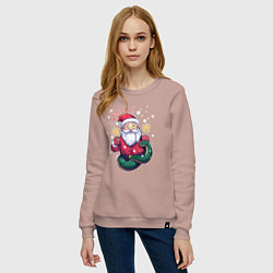 Свитшот хлопковый женский Змея и Дед мороз, цвет: пыльно-розовый — фото 2