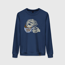 Свитшот хлопковый женский Horror coffee, цвет: тёмно-синий