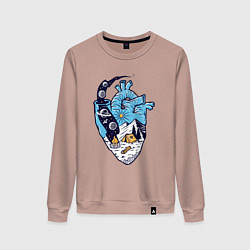 Свитшот хлопковый женский Космический кемпинг в сердце, цвет: пыльно-розовый