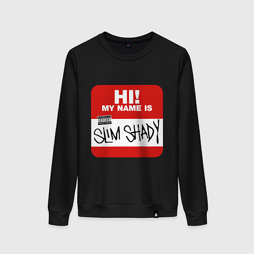 Женский свитшот Eminem - slim shady sticker / Черный – фото 1
