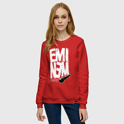 Свитшот хлопковый женский Eminem - microphone, цвет: красный — фото 2
