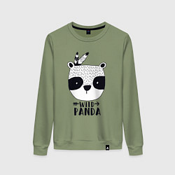 Свитшот хлопковый женский Wild panda, цвет: авокадо