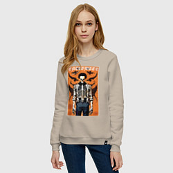 Свитшот хлопковый женский Cool skeleton - halloween poster, цвет: миндальный — фото 2