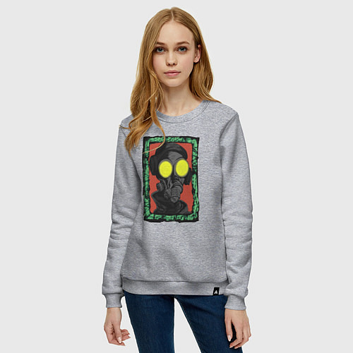 Женский свитшот Смешной робот противогаз / Меланж – фото 3
